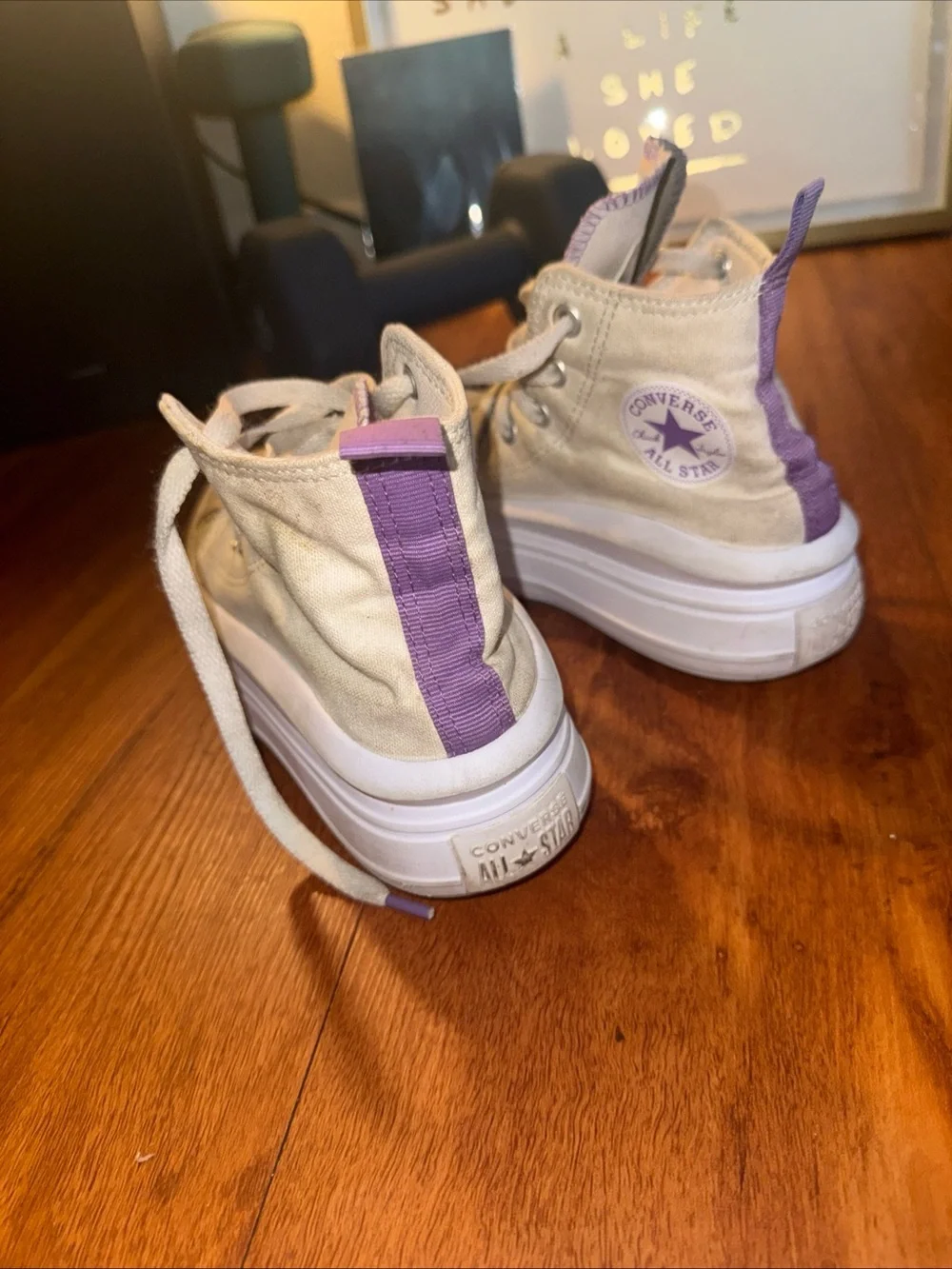 Converse Chuck Taylor All Star Kids High Top Sneakers White Purple US 1